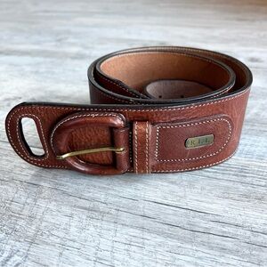 Ralph Lauren Luxury Leather Wide Brown Saddle Belt